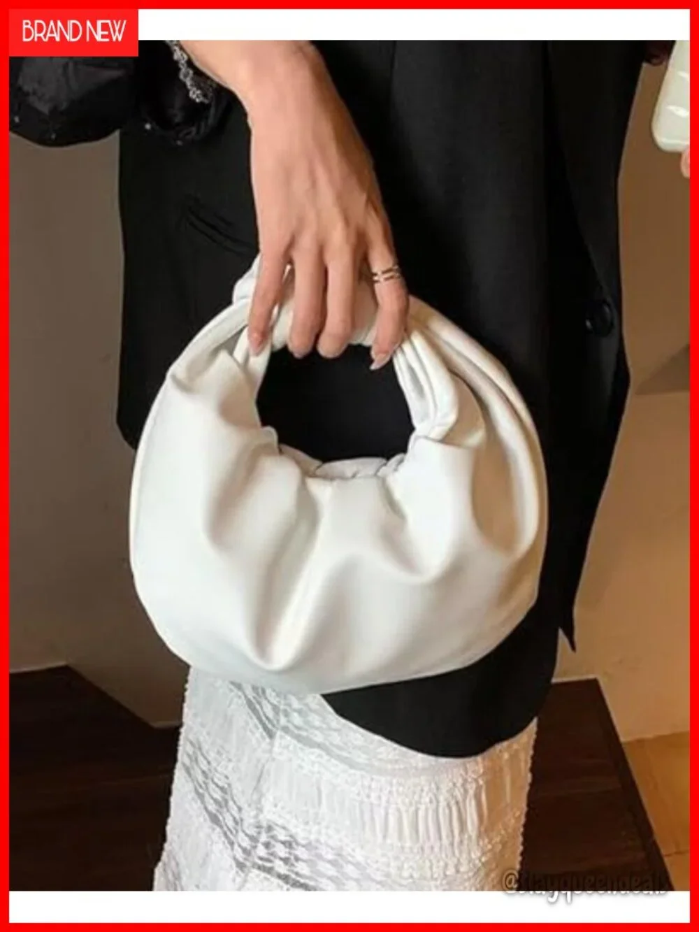 Ruched Clutch Purse for Women Faux Leather Hobo Handbag Wedding Guest Bag Party